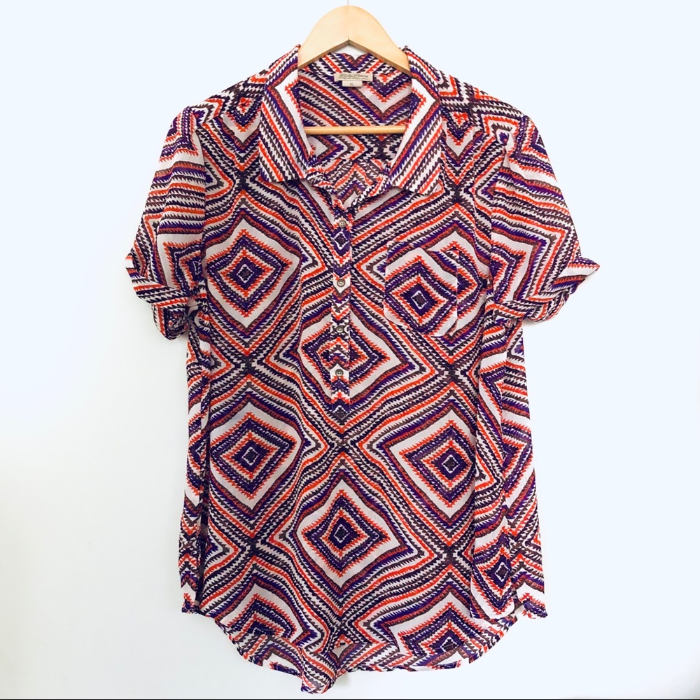 3/25 SALE Lucky Brand Aztec Print Henley Blouse XL